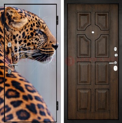 Металлическая дверь с фотопечатью леопарда ДФ-26 в Санкт-Петербурге