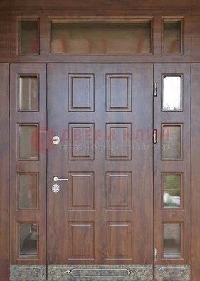 Стальная дверь МДФ со стеклом и фрамугами для дома ДФГ-29 в Вологде