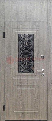 Металлическая дверь Винорит стекло и ковка с фрамугой ДФГ-33 в Санкт-Петербурге