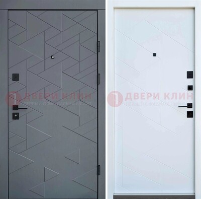 Серая металлическая дверь МДФ с узором  ДМ-224 в Санкт-Петербурге