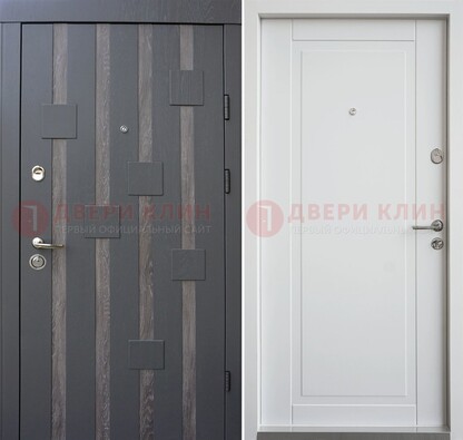 Темная металлическая дверь c белом МДФ внутри ДМ-231 в Санкт-Петербурге