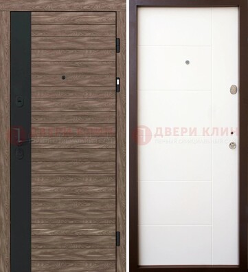 Коричневая входная дверь с черной вставкой МДФ ДМ-239 в Санкт-Петербурге