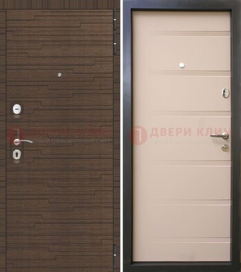 Коричневая  железная дверь c фрезерованной МДФ ДМ-248 в Санкт-Петербурге