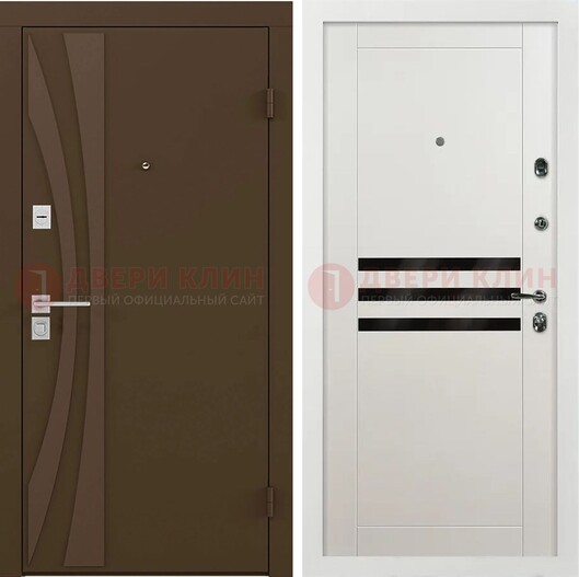 Стальная коричневая дверь с МДФ панелями ДМ-293