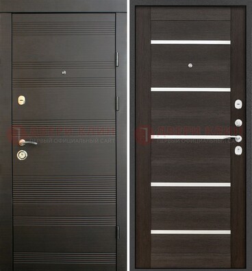 Черная металлическая входная дверь и внутри коричневый МДФ ДМ-301 в Санкт-Петербурге