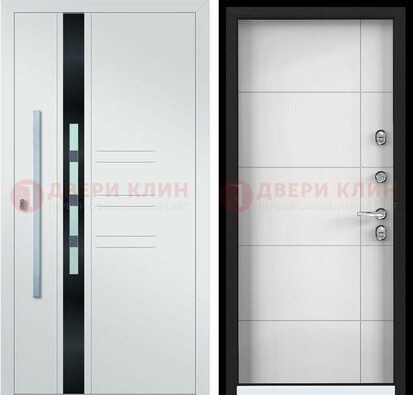 Металлическая дверь в белом цвете с МДФ ДМ-323 в Санкт-Петербурге