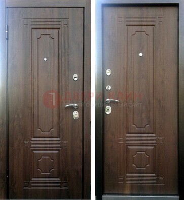 Коричневая металлическая дверь с МДФ ДМ-32 на дачу в Можайске