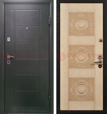 Темная железная дверь с МДФ в квартиру ДМ-344 в Балашихе