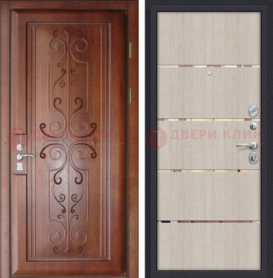 Металлическая дверь с панелями МДФ и вставками ДМ-358 в Омске