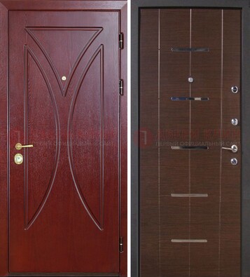 Темно-красная железная дверь с МДФ ДМ-370 в Волгограде