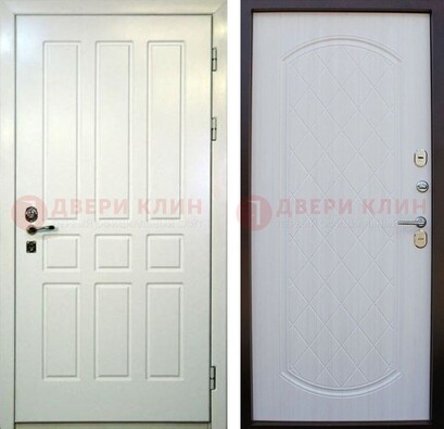 Белая стальная дверь с МДФ в квартиру ДМ-378 в Чебоксарах
