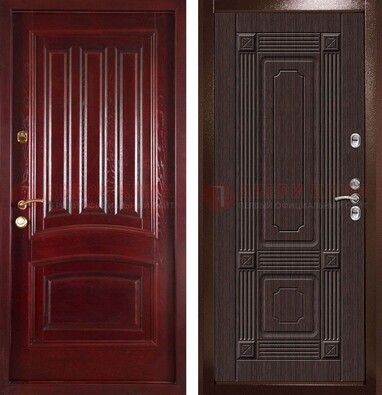 Красная стальная дверь с филенчатой МДФ ДМ-398 в Санкт-Петербурге