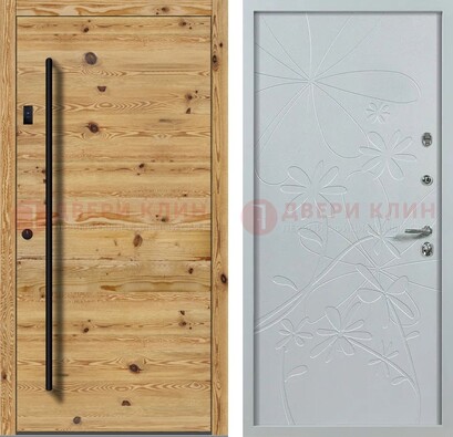 Металлическая дверь с МДФ в светлом цвете ДМ-412 в Санкт-Петербурге