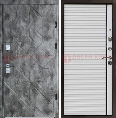 Серая металлическая дверь с панелями МДФ хайтек ДМ-466 в Воронеже