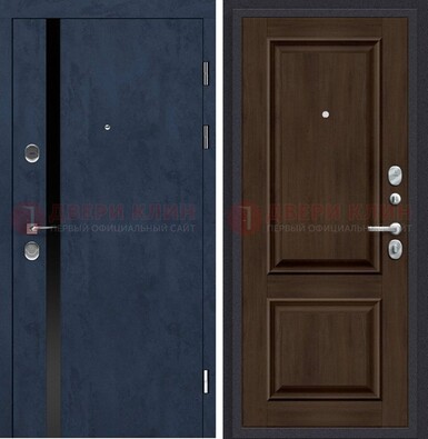Синяя входная дверь МДФ с обеих сторон ДМ-473 в Санкт-Петербурге
