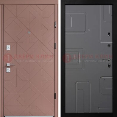 Красная стальная дверь в квартиру с МДФ хайтек ДМ-493 в Балашихе