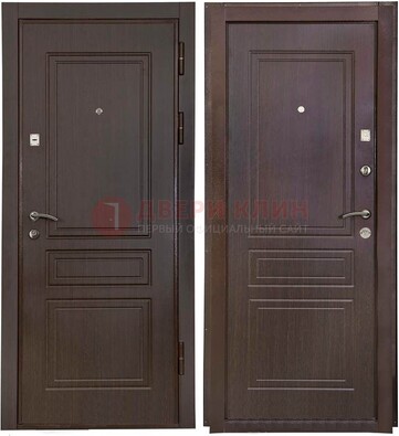Антивандальная коричневая железная дверь с МДФ ДМ-61 в Санкт-Петербурге