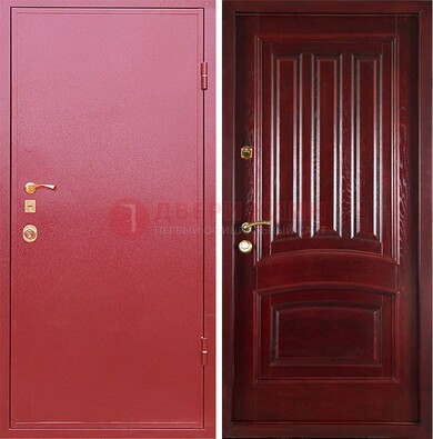Красная металлическая дверь с порошковым напылением ДП-165 в Санкт-Петербурге