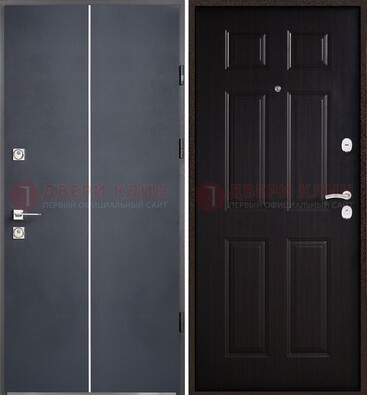 Железная дверь с порошковым покрытием и отделкой Темный орех внутри ДП-211 в Санкт-Петербурге