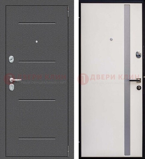 Железная дверь с порошковым напылением и белой МДФ ДП-212