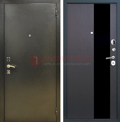 Входная темная дверь с порошковым покрытием и МДФ со стеклом ДП-294 в Санкт-Петербурге