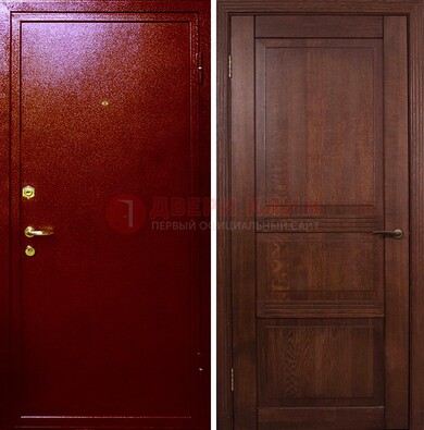 Красная железная дверь с порошковым окрасом ДП-58 в Санкт-Петербурге