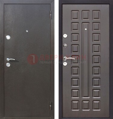 Коричневая железная дверь с порошковым окрасом ДП-63 в Пензе