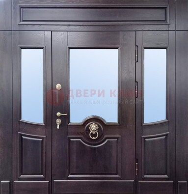 Филенчатая металлическая дверь с панелью МДФ и стеклом ДПР-102 в Санкт-Петербурге