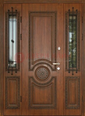 Парадная распашная стальная дверь Винорит со стеклом ДПР-106 в Санкт-Петербурге