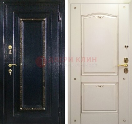 Парадная дверь с золотистым декором ДПР-3 в квартиру в Санкт-Петербурге