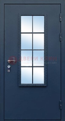 Темная металлическая дверь порошок со стеклом ДС-34 в Санкт-Петербурге