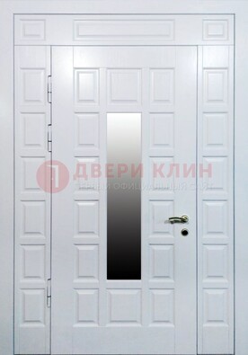 Белая входная дверь с МДФ панелью и стеклом ДС-56 в Ульяновске