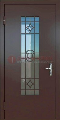 Входная металлическая дверь со стеклом для дома ДС-6 в Санкт-Петербурге