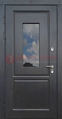 Чёрная металлическая дверь со стеклом ДС-77 в Санкт-Петербурге