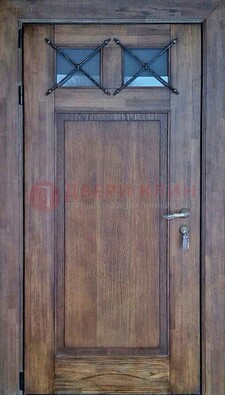 Металлическая дверь с Виноритом со стеклом и ковкой под старину ДСК-209 в Санкт-Петербурге