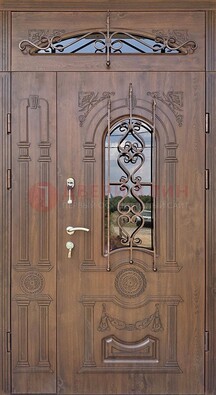 Распашная стальная дверь Винорит со стеклом и ковкой ДСК-232 в Санкт-Петербурге