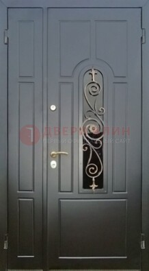 Металлическая дверь Винорит со стеклом в темном цвете ДСК-276 в Волоколамске