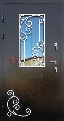 Входная дверь Порошок со стеклом и ковкой ДСК-278 в Бронницах