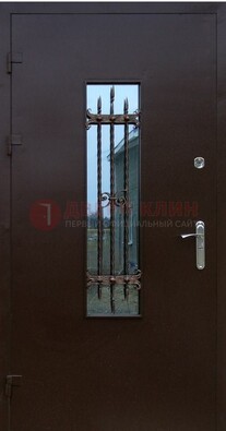 Надежная металлическая дверь со стеклом и ковкой ДСК-47 в Курске