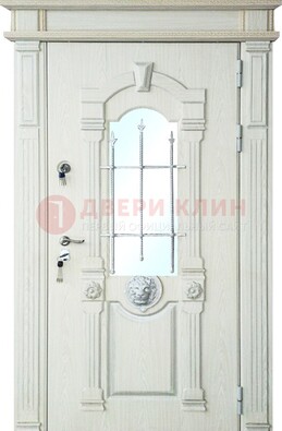 Герметичная входная дверь со стеклом и ковкой с украшением ДСК-64 в Санкт-Петербурге