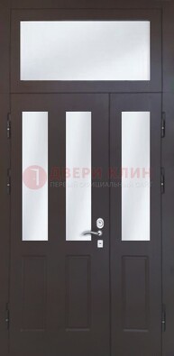 Черная тамбурная дверь со стеклянными вставками ДТМ-38 в Санкт-Петербурге