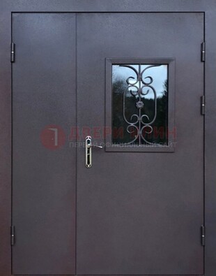 Тамбурная дверь Порошок со стеклом и ковкой ДТМ-48 в Санкт-Петербурге