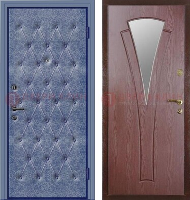 Синяя железная дверь с винилискожей ДВ-39 в Санкт-Петербурге