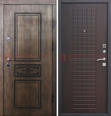 Входная резная дверь c МДФ и коричневой обратной стороной  ДM-1177 в Санкт-Петербурге