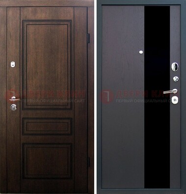 Входная дверь Итальянский орех с МДФ с черным стеклом ДМ-1199 в Санкт-Петербурге