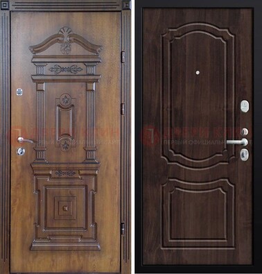 Темная железная филенчатая дверь с виноритом Тисненый орех внутри ДВТ-132 в Санкт-Петербурге
