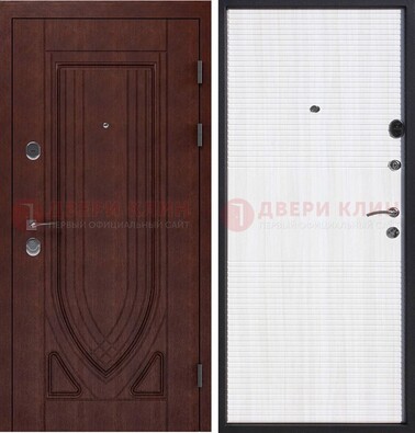 Уличная темная филенчатая дверь с виноритом и МДФ Белый ясень ДВТ-141 в Санкт-Петербурге