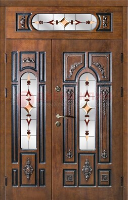 Элитная дверь цвета дуб с виноритом и витражом ДВТ-177 в Калуге
