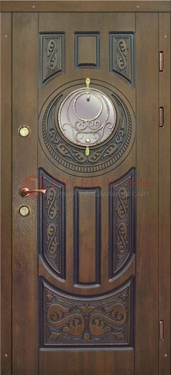 Одностворчатая входная дверь с виноритом и стеклом ДВТ-193