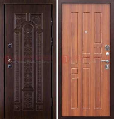 Темная металлическая дверь с виноритом и узором ДВТ-224 в Санкт-Петербурге